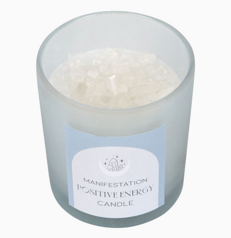 Positive Energy White Sage Crystal Chip Candle