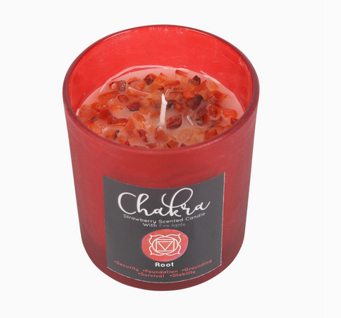 Root Chakra Strawberry Crystal Chip Candle