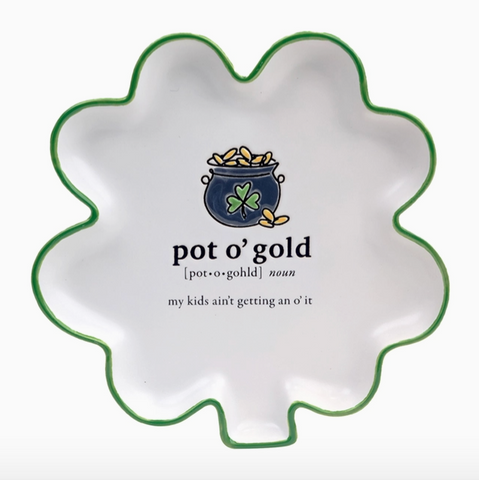 Shamrock Shaped Tid Bit with Saying