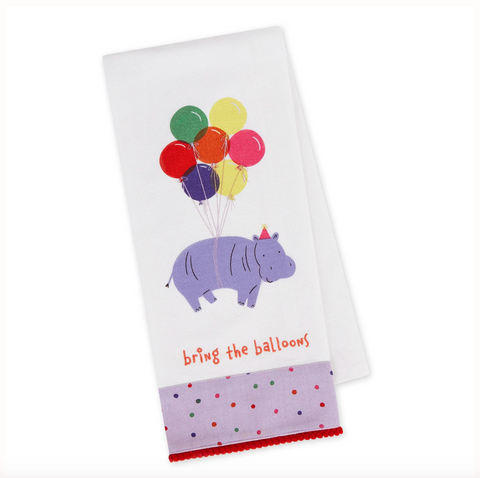 Bring Balloons Embellished Dishtowel