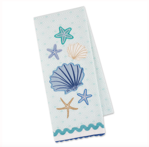 Seashells Embellished Dishtowel