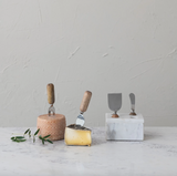 Stainless Steel Cheese Servers w/ Marble Stand