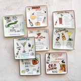 Stoneware Plate w/ Cocktail Recipe & Art, 8 Styles