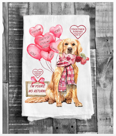 Valentine Dog Cotton Tea Towels