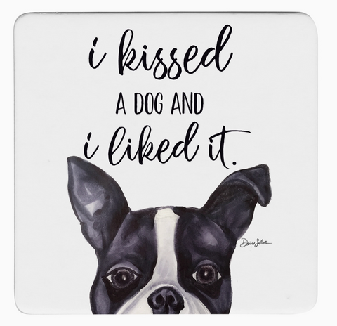 "Kissed A Dog" Cork Back Paper Bar Coasters