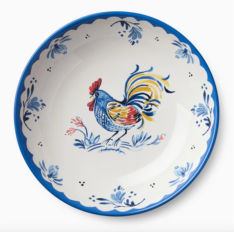 French Rooster Serving Bowl 13" X 3"