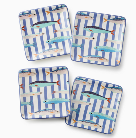 Something Fishy Canape Plates, 6" 4 Asst.