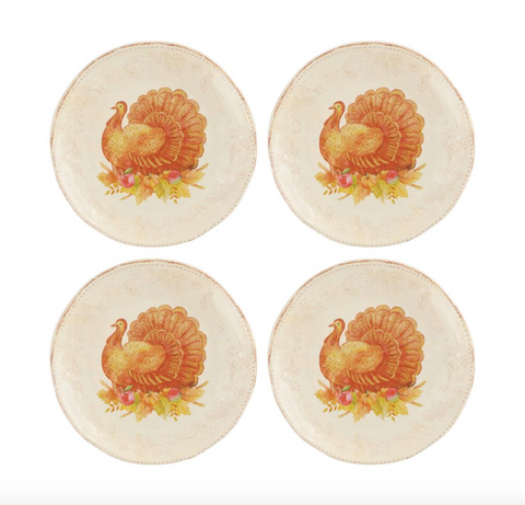 4-Piece Glitter Turkey 6" Melamine Plate