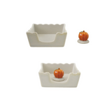 Stoneware Scalloped Cocktail Napkin Holder with Weight