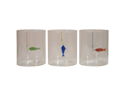 Drinking Glass with Fish On Hook (3 Variants)
