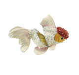 Enameled Metal Goldfish Shaped Trinket Box w/ Jewels