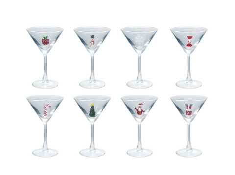 Martini Glass with Holiday Figure (8 Variants)