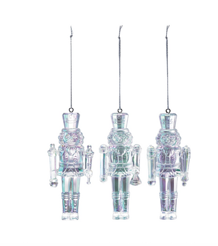 5"H Plastic Nutcracker Ornament, Iridescent Finish, 3 Styles
