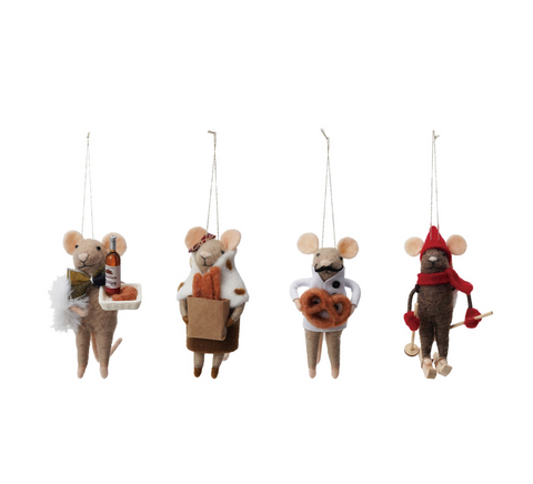 Wool Felt Mouse Gourmand Ornament (4 Variants)