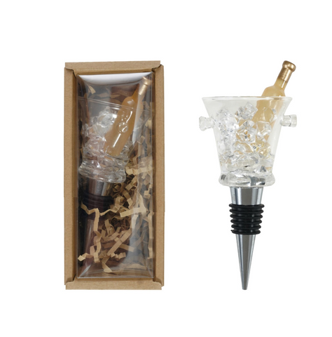Zinc Alloy Bottle Stopper with Glass Champagne Bucket & Bottle