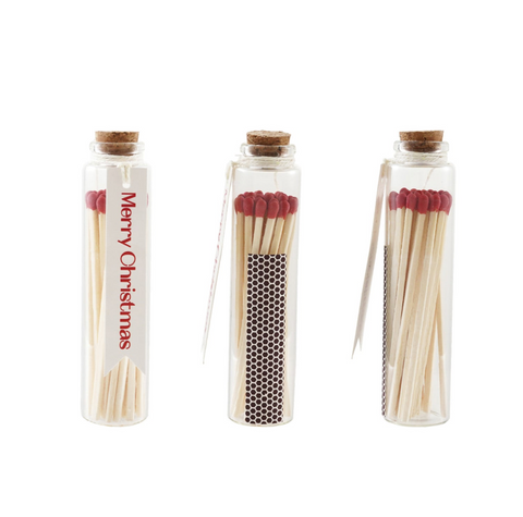 Glass Bottle Match Holder with Tag, Cork Stopper