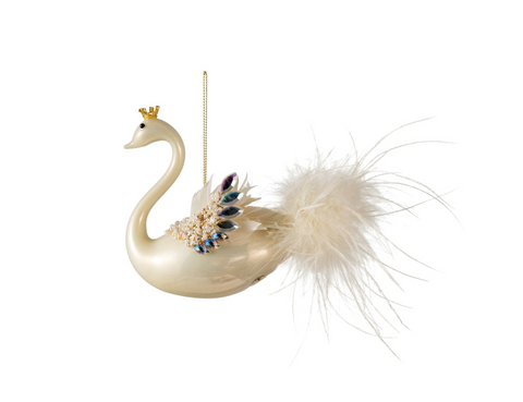 Hand-Painted Glass Swan Ornament
