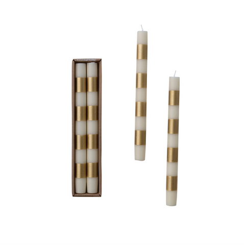 Unscented Taper Candles with Stripes