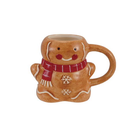 10 oz. Hand-Painted Ceramic Gingerbread Shaped Mug