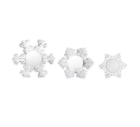 Round Glass Snowflake Shaped Tealight Holders, Set of 3