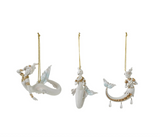 Resin Mermaid Ornament with Faux Pearls, 3 Styles