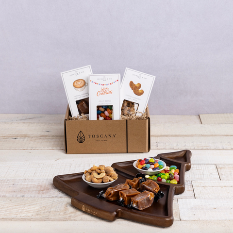 Christmas Tree Serving Tray w Gourmet Gift Pack