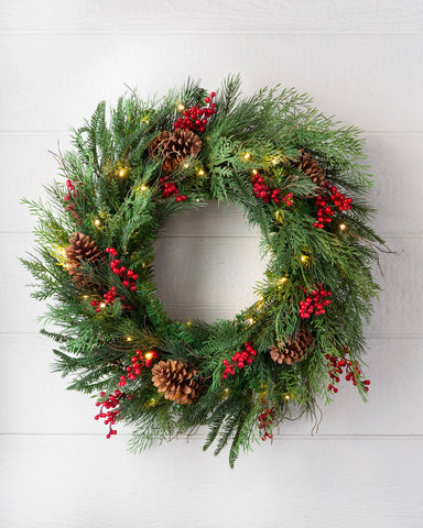 Cypress Pine w/ Red Berry Wreath