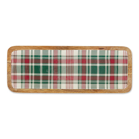 Yuletide Plaid Enamel Wood Tray