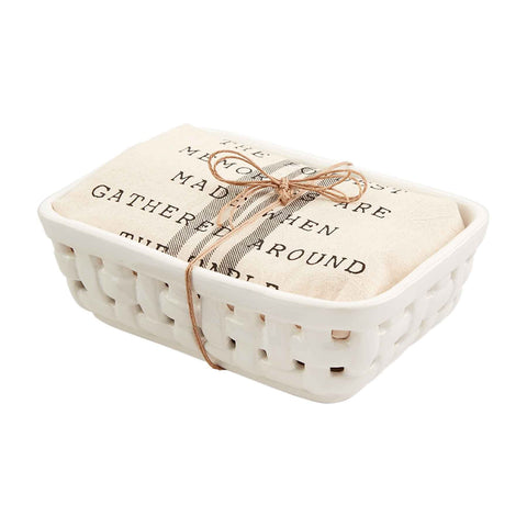 Ceramic Basket and Towel Set