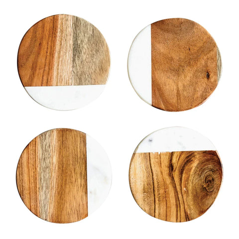 Marble & Mango Wood Coasters