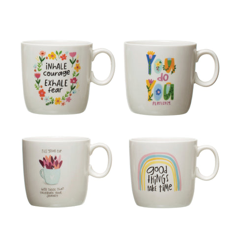 Stoneware Mug with Motivational Saying