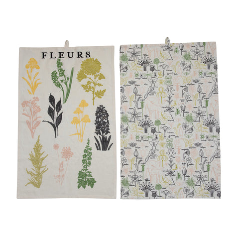 Garden Print Cotton Printed Tea Towel