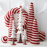 Red & Cream Braided Yarn Cone Tree