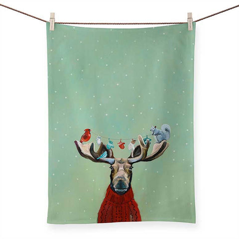 Moose In Sweater Tea Towel