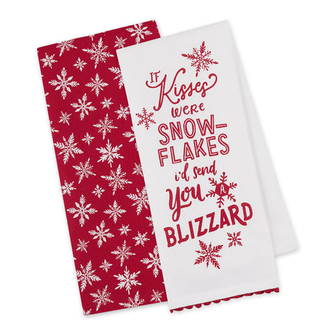 Snowflake Kisses Dishtowel Set of 2
