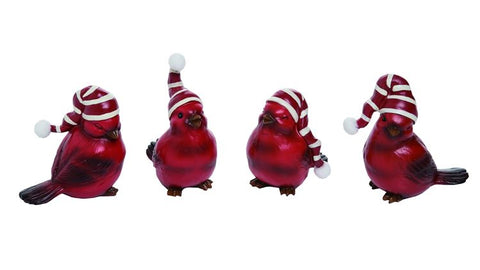 Red Cardinal with Santa Hat Figure